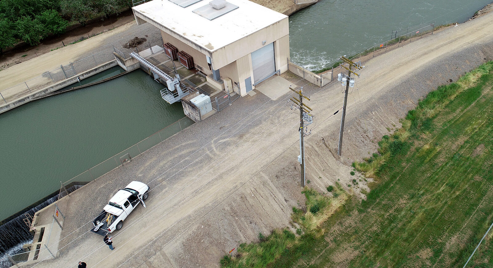 Overhead picture of small hydroelectric plant