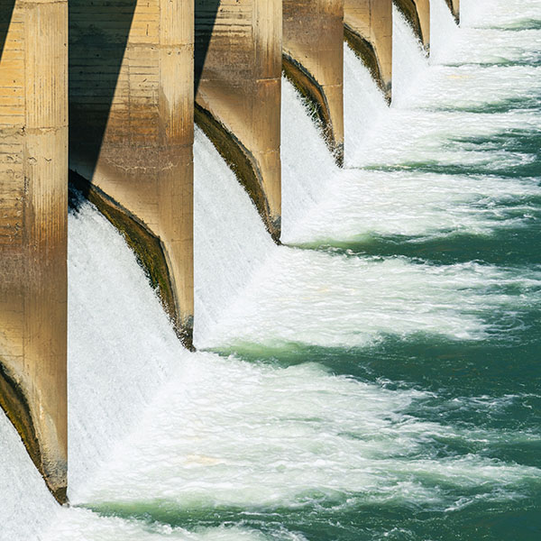 Water released from hydroelectric power station flows into canal.