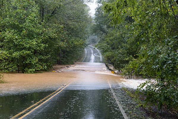 a road flooded with water